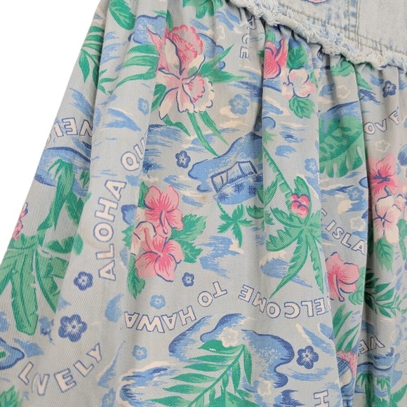 80s Vintage Denim Mini Skirt Hawaii Tropical Print Size 9/10 Juniors‎ Gitano - Picture 6 of 9